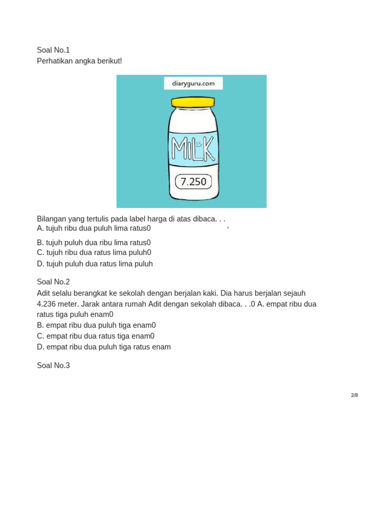 Soal Matematika Kelas 4 Bab 1 | PDF