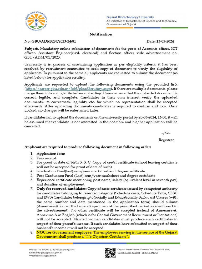 Gbu Notification Date 15 05 2024 Pdf