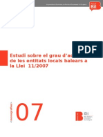 Monografia 7: Estudi Sobre El Grau D'adaptació de Les Entitats Locals Balears A La Llei 11/2007