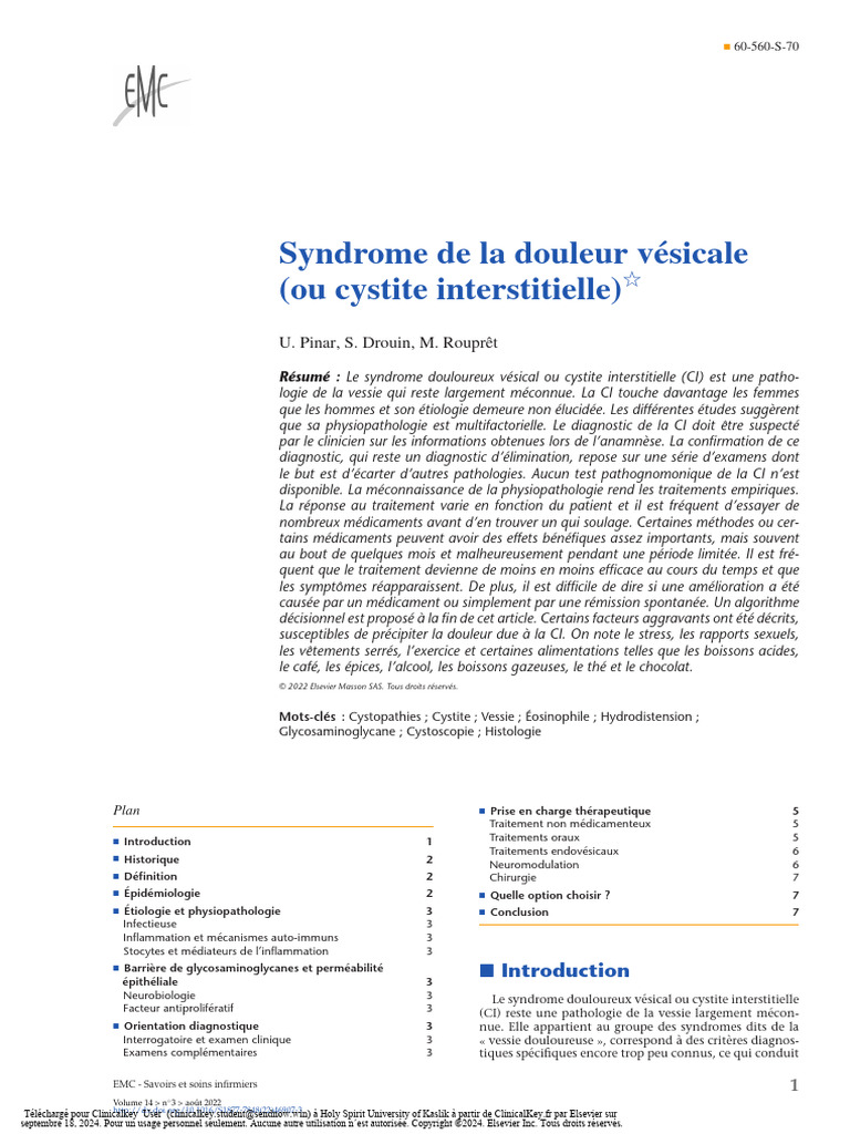 Cystite Interstitielle PDF — free download
