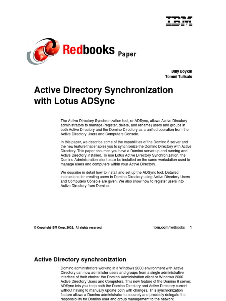 Active Directory Sync With Lotus ADSync | PDF | Ibm Notes | Active ...