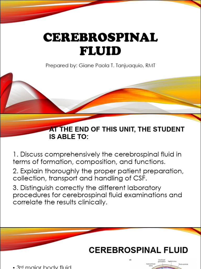 Cerebrospinal Fluid Notes | PDF