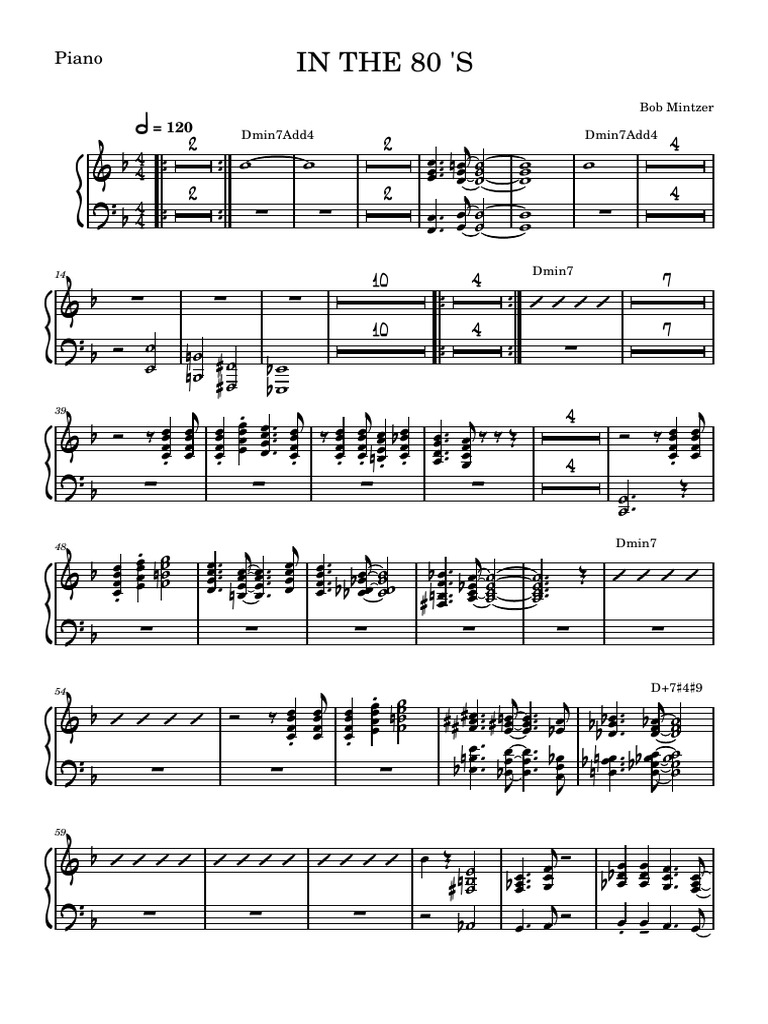 In the 80 s Piano PDF