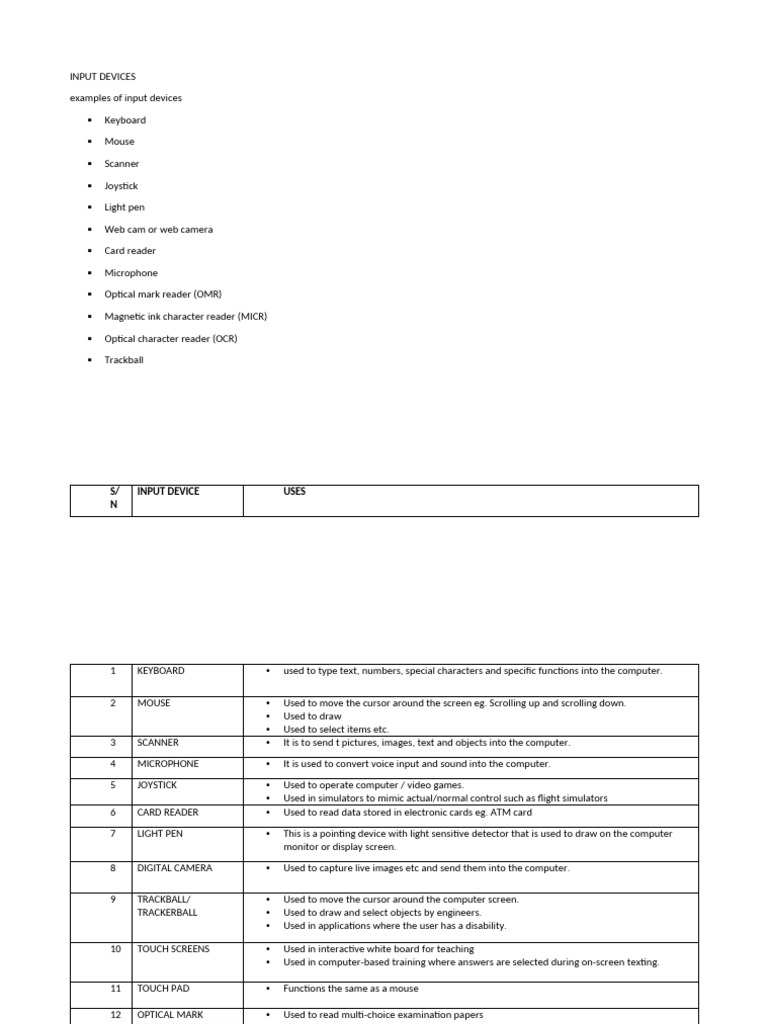 Input Devices | PDF