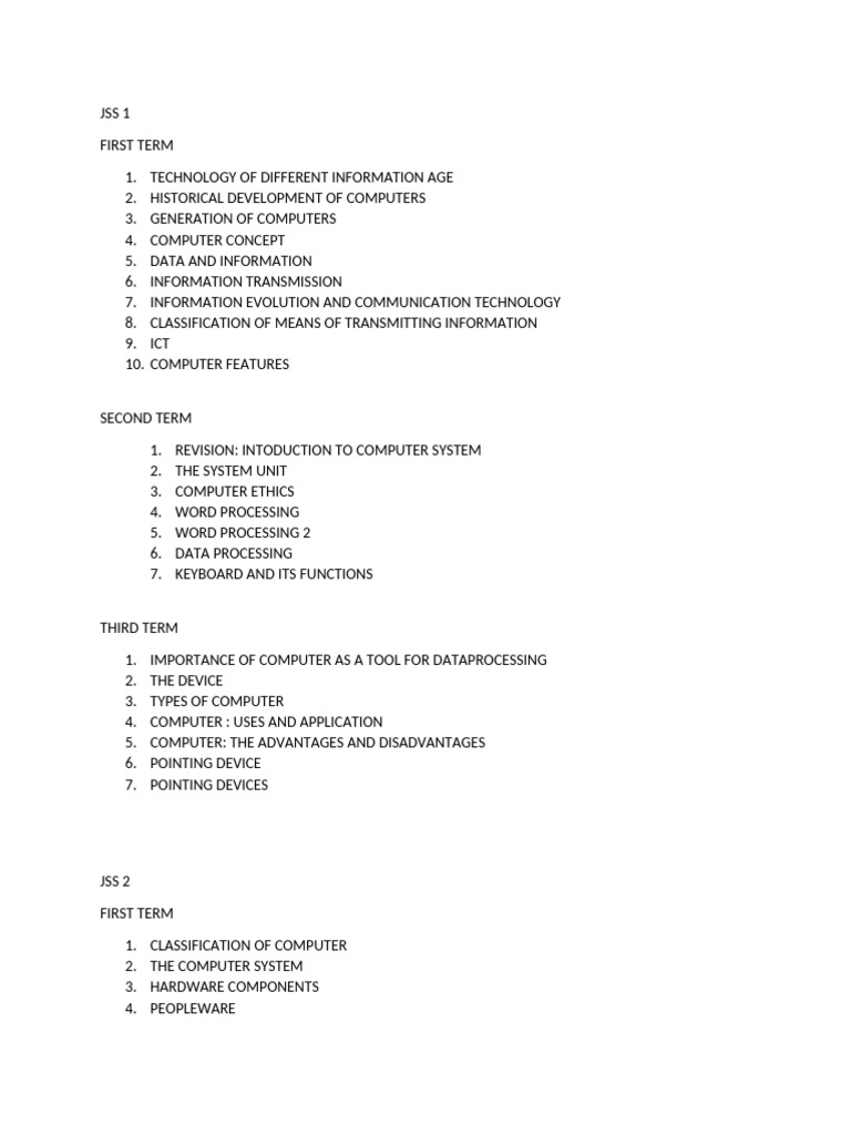 Junior Curriculum Computer | PDF