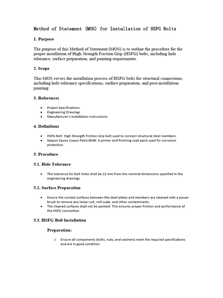 Method of Statement | PDF