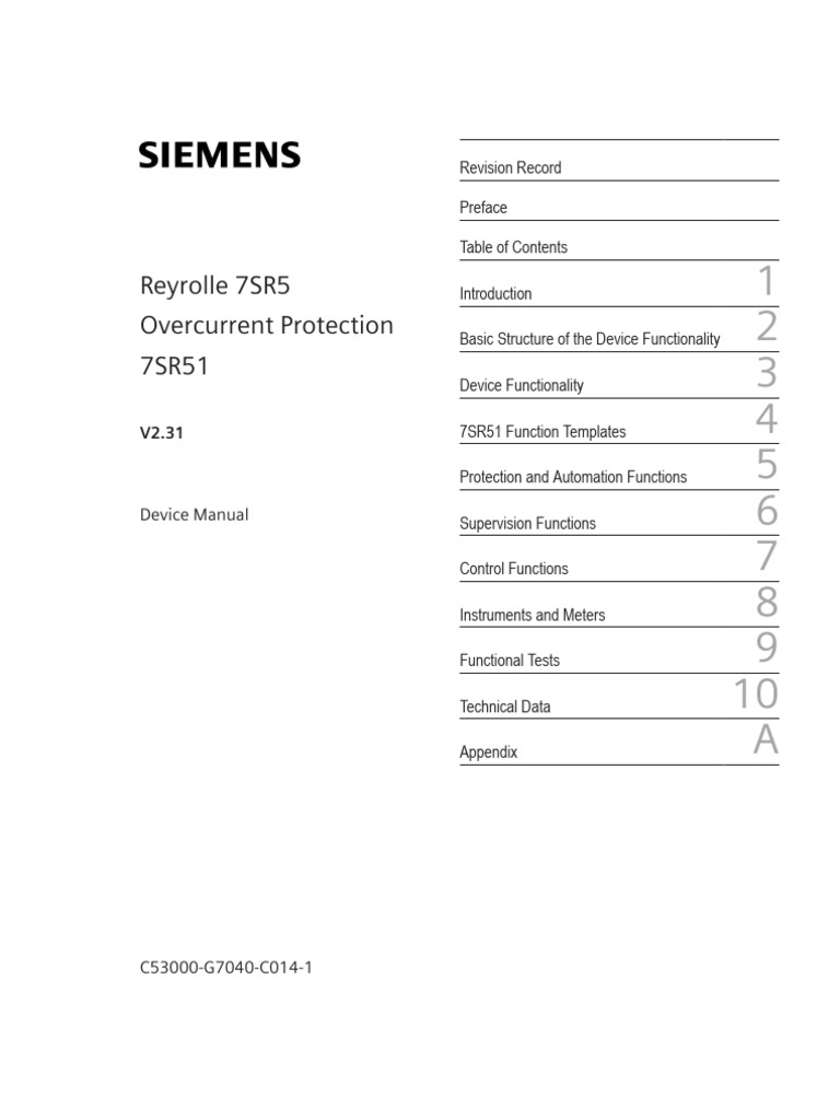 7SR51 Overcurrent Protection Device Manual V2.31 | PDF