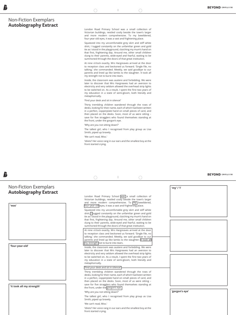Autobiography Exemplar Annotated-BW | PDF