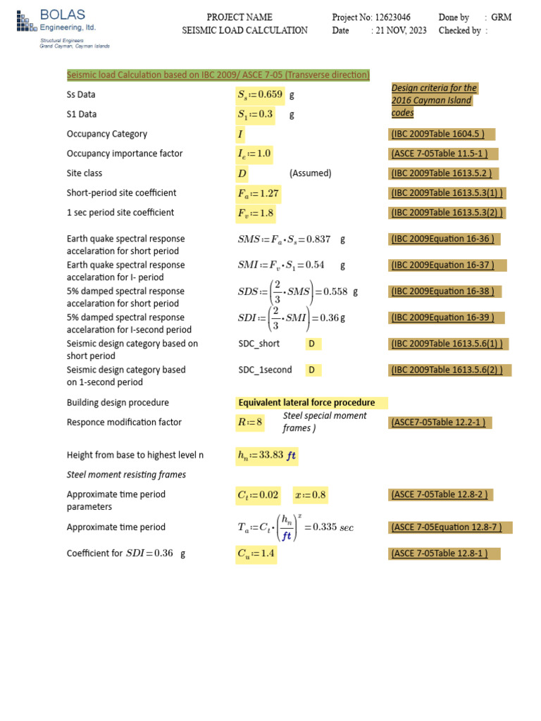 2020-11-21 - Seismic Load Calculation | PDF
