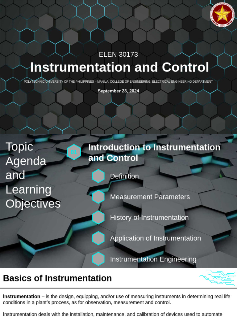 ELEN 30173 - Instrumentation and Control - 09232024 | PDF ...
