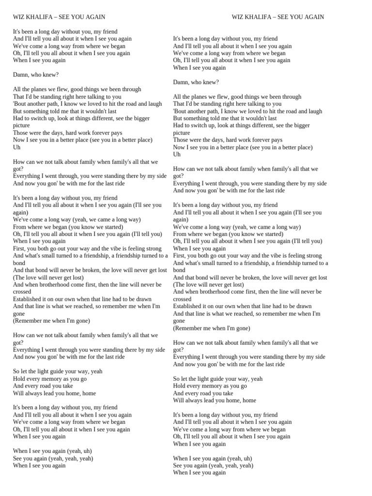 Lirik lagu see you again wiz khalifa pdf