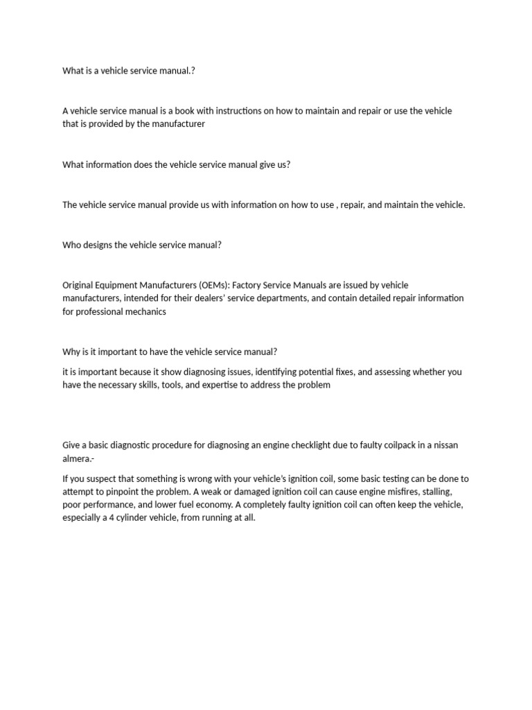 Vehicle Service Manual Pdf Free Download