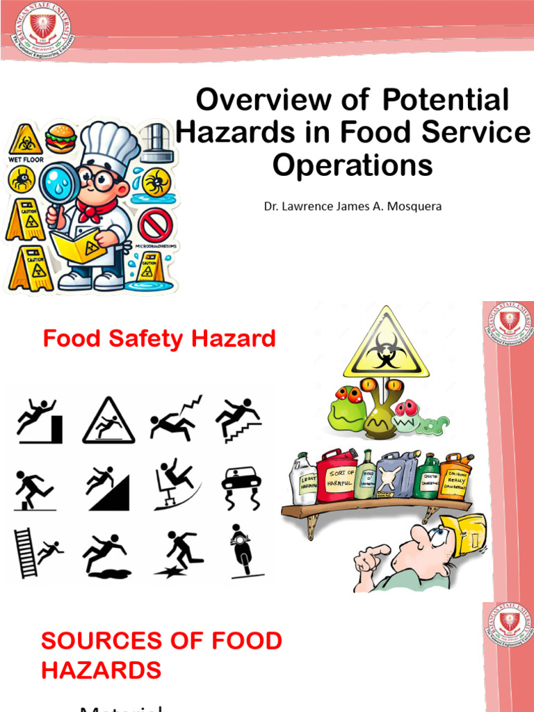 Chapter 3 & 4 An Overview of Potential Hazards in Food Service ...