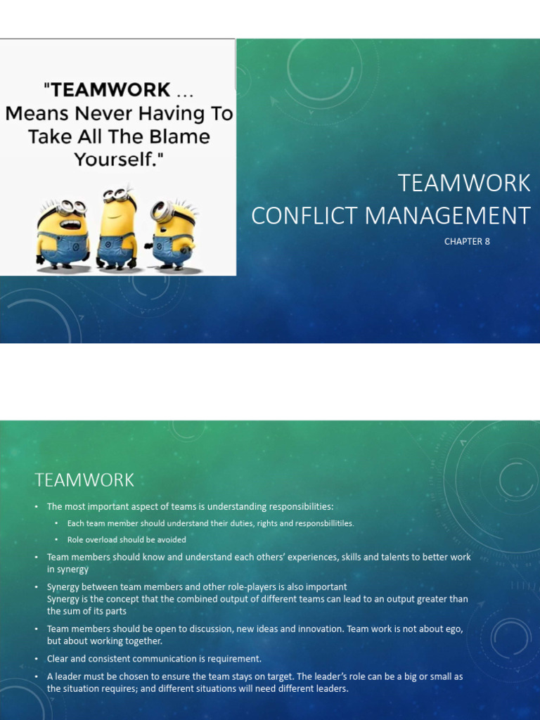 Chapter 8 Teamwork And Conflict Management Pdf