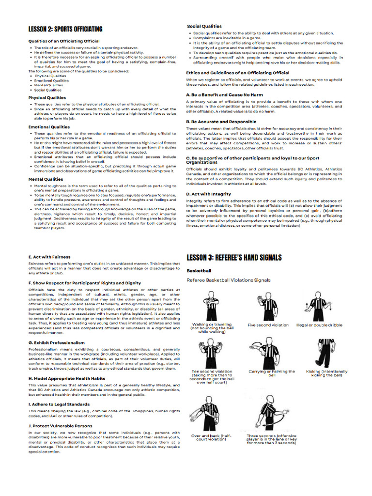 Sports Officiating Handouts | PDF