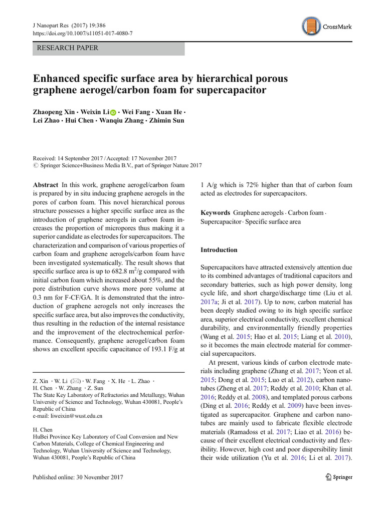 Enhanced Specific Surface Area by Hierarchical Porous Graphene Aerogel ...