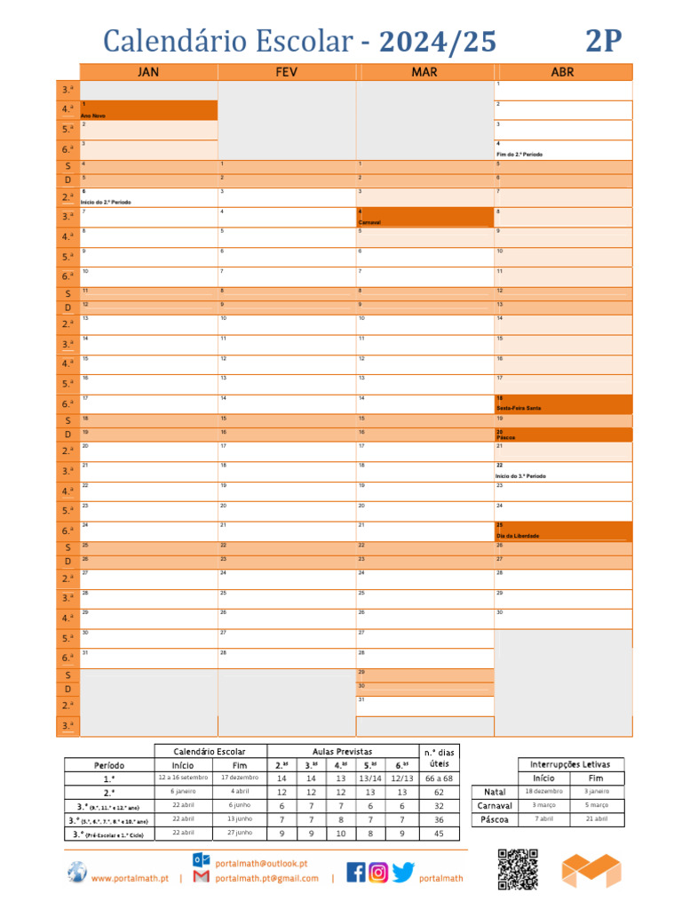 Calendario Escolar 2024 25 Mapa 2P v2 | PDF