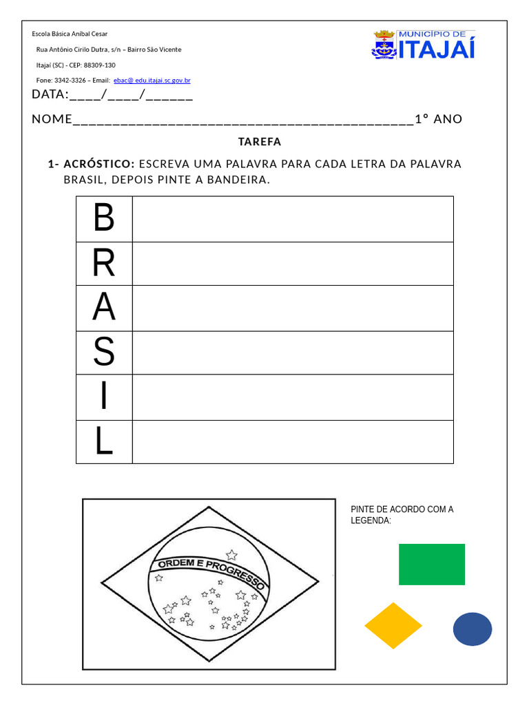 tarefa - acróstico brasil | PDF