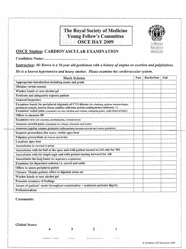 RSM Osce Sheets 2009 | PDF | Anatomical Terms Of Motion | Hip