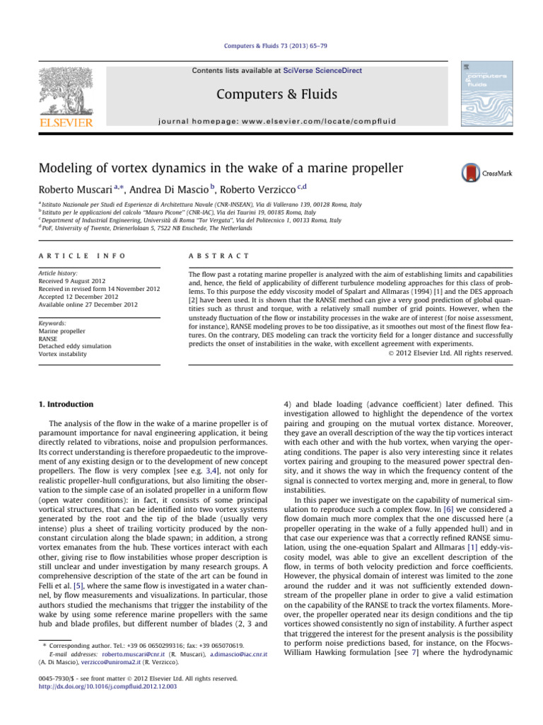 Vortex Dynamics in Marine Propeller Wake | PDF | Vortices | Turbulence