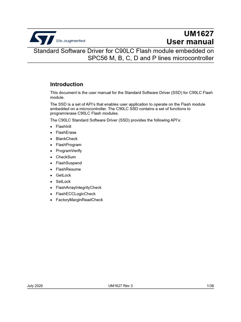 Um1627 Standard Software Driver For c90lc Flash Module Embedded On ...