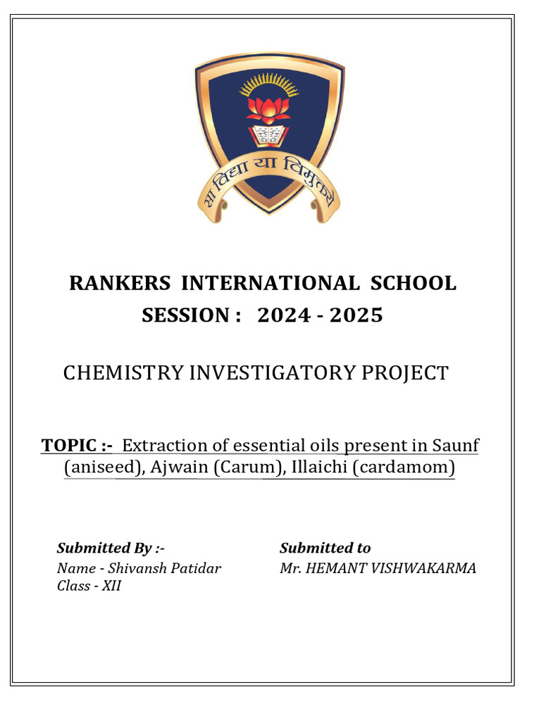 Chemistry Investigatory Project | PDF
