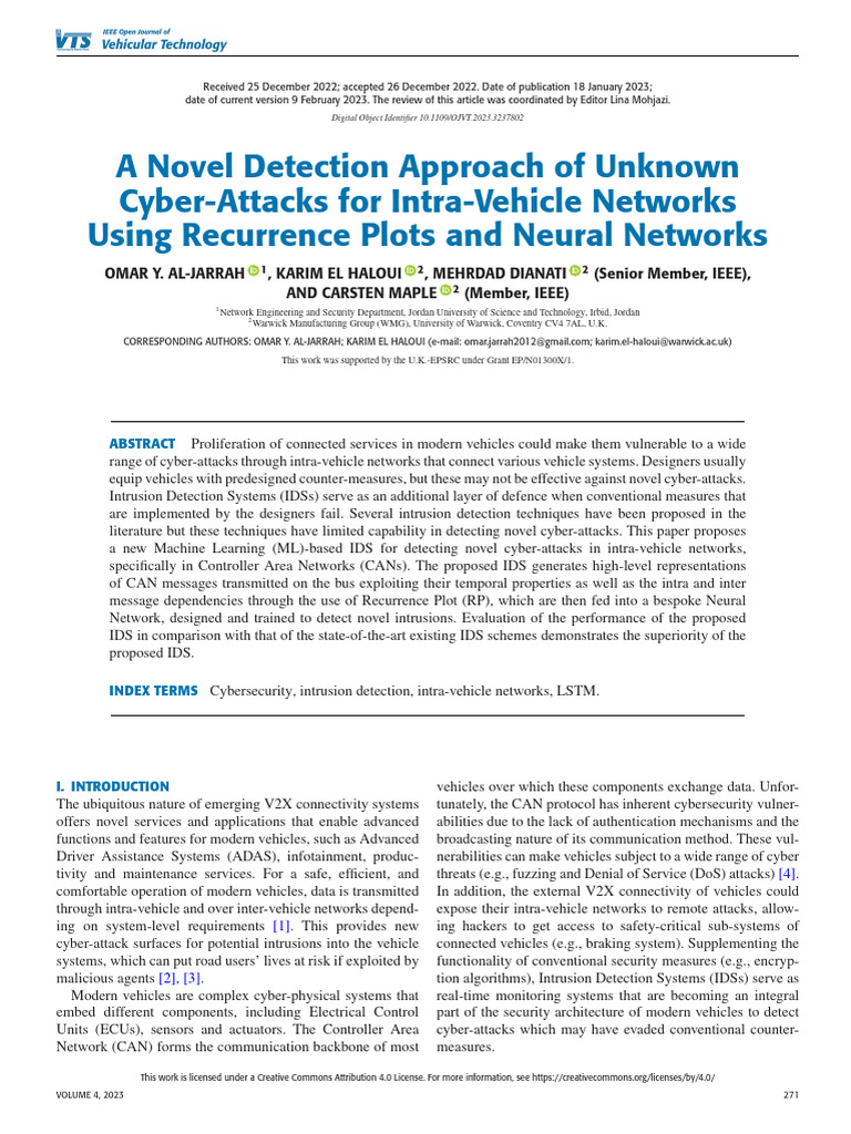 A Novel Detection Approach of Unknown Cyber-Attacks For Intra-Vehicle ...