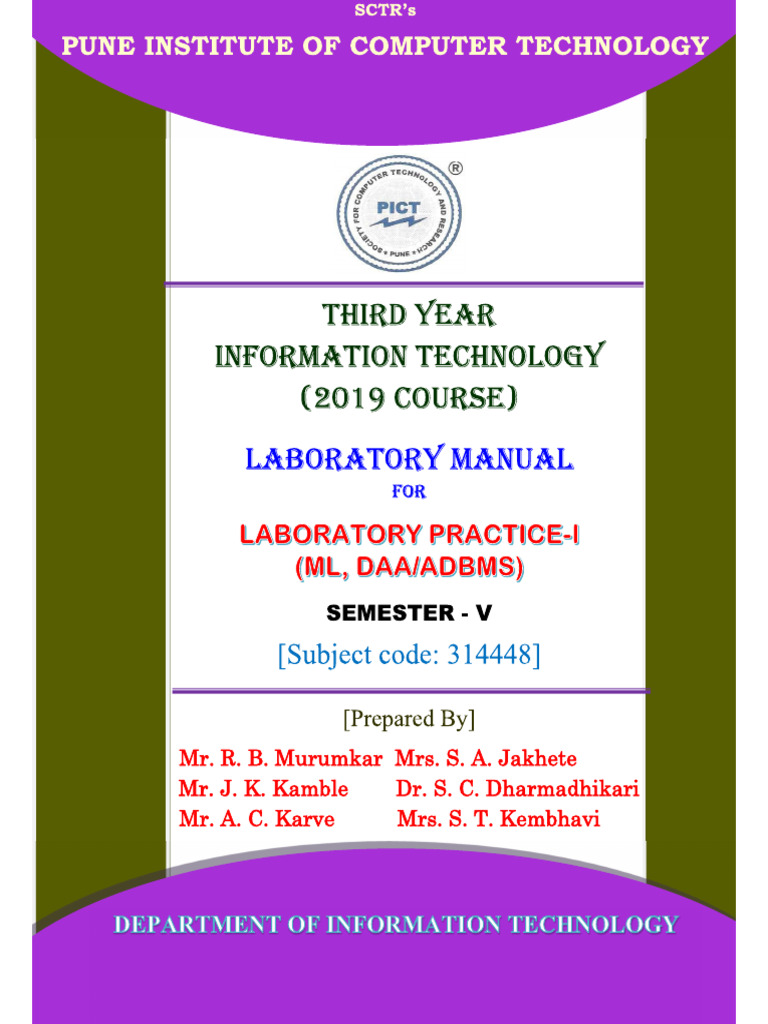 Lp1 - Nba Lab Manual - 2022-23 - ML, Daa - Adbms | PDF