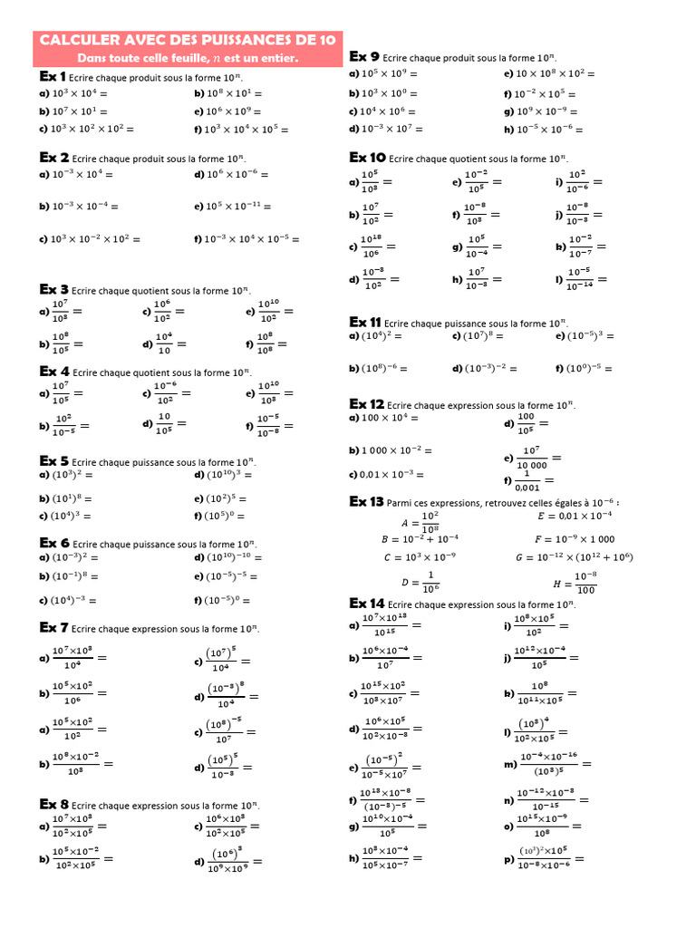 E Calculer Avec Des Puissances de 10 PDF — free download