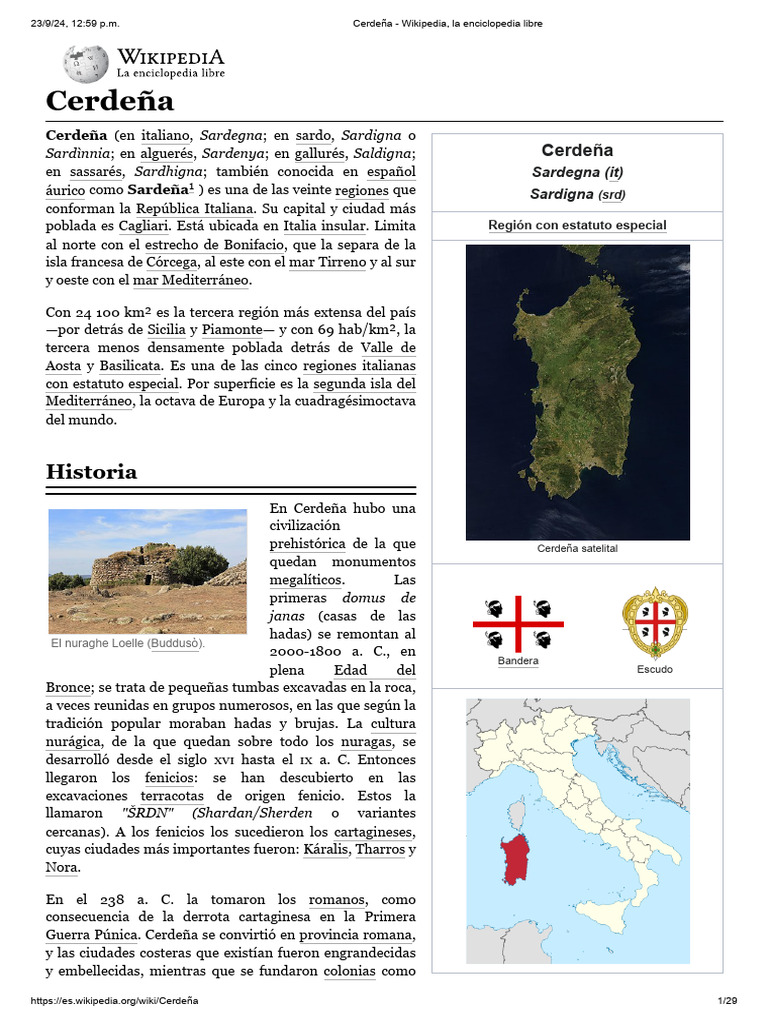 Cerdeña - Wikipedia, La Enciclopedia Libre | PDF | Cerdeña | Ciencias  sociales, image size:768x1024