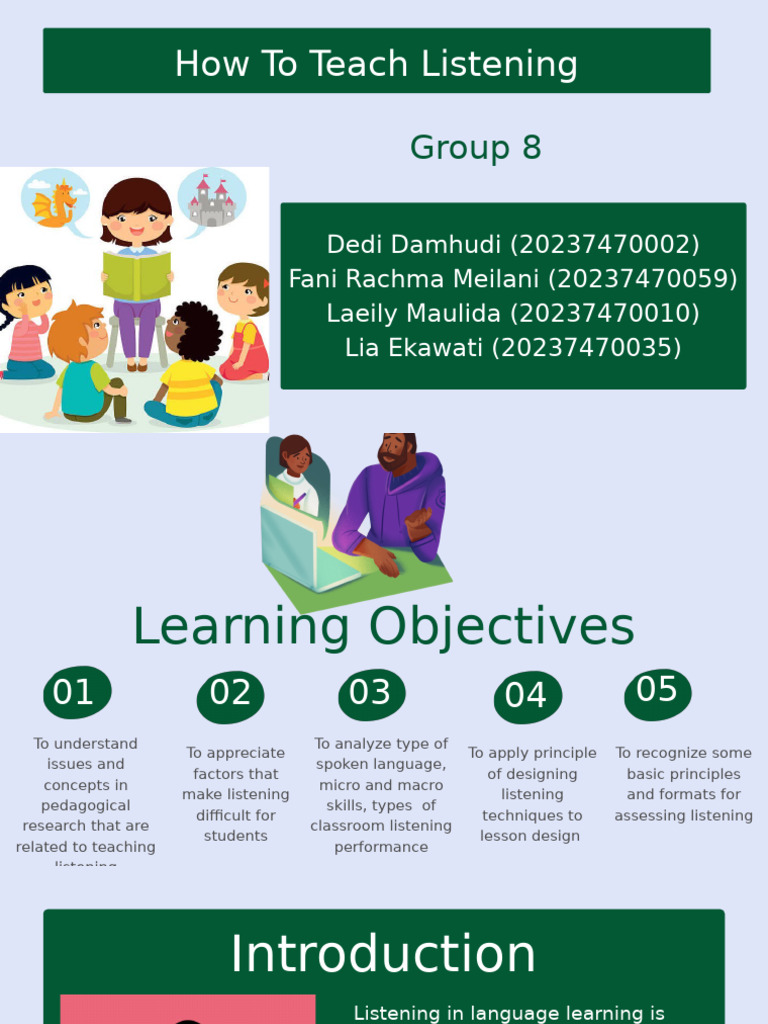Ppt Group 8 How To Teach Listening 1 Pdf