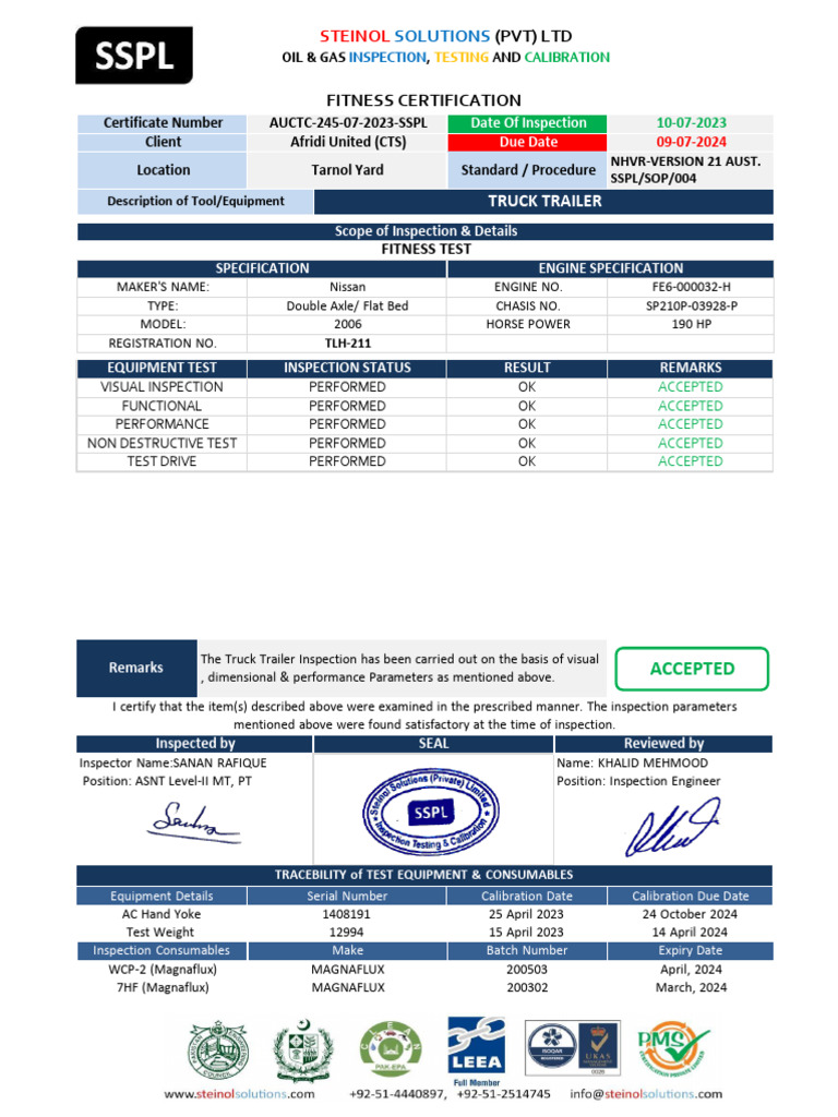 TLH 211 Certificate | PDF