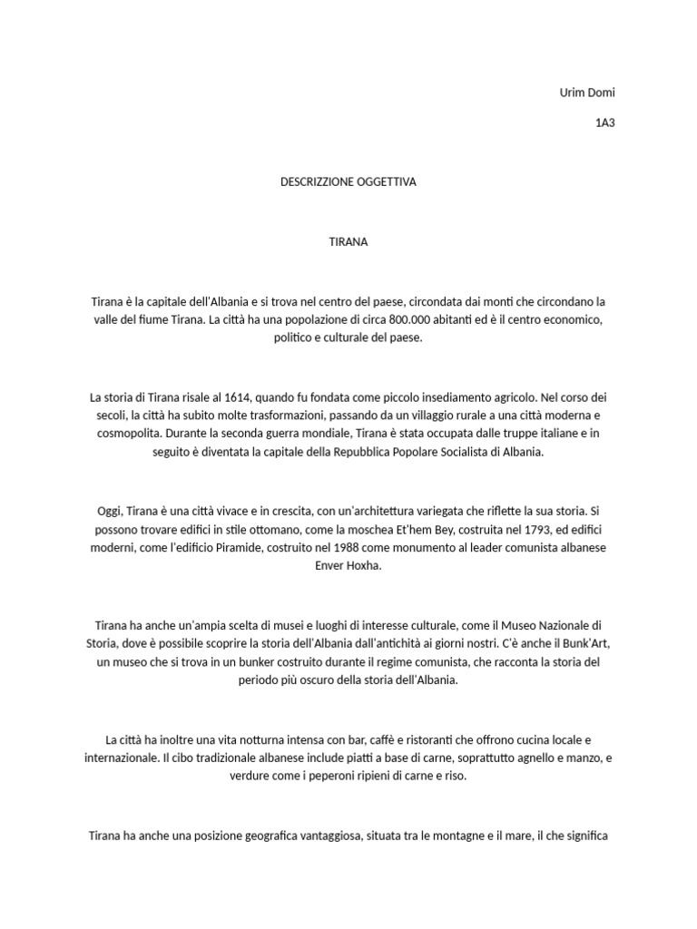 Descrizione Oggettiva | PDF
