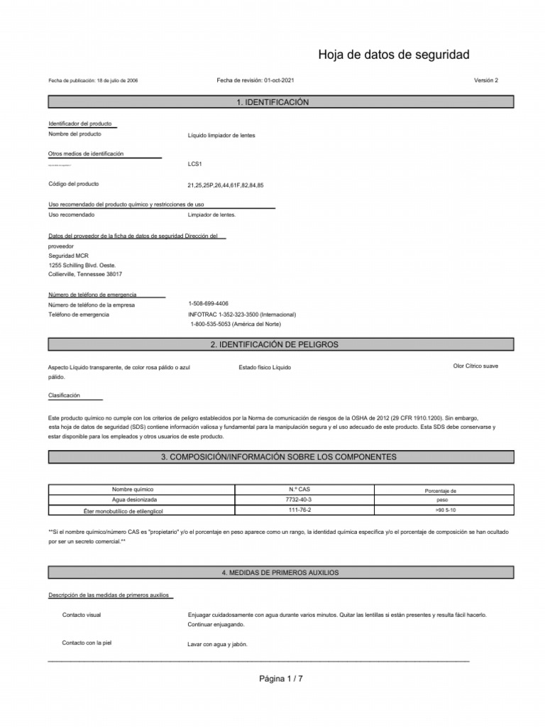 LCS1 MSDS | PDF
