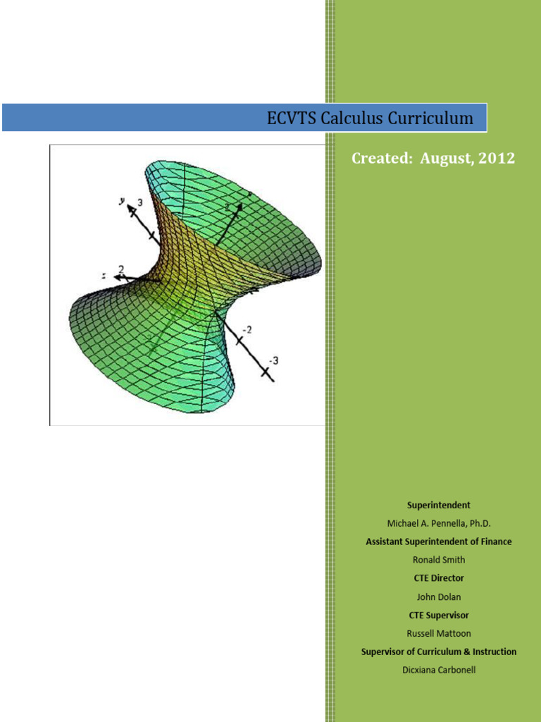 MTH 440 Calculus Curriculum August 2012 | PDF