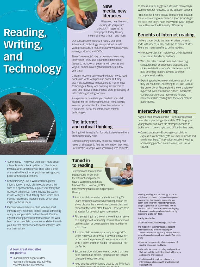 Reading, Writing, and TechnologyTechnology | PDF | Literacy | Internet