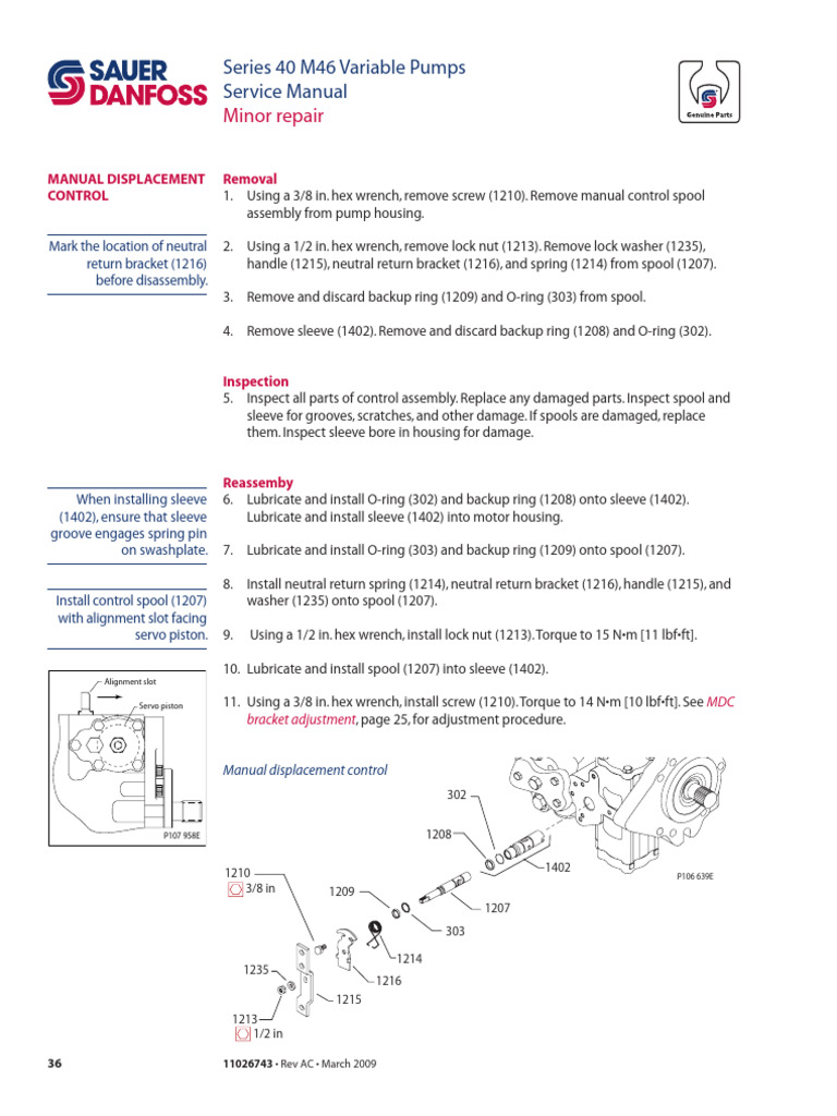 5000H CAC Pump Manual Disp Control Service | PDF