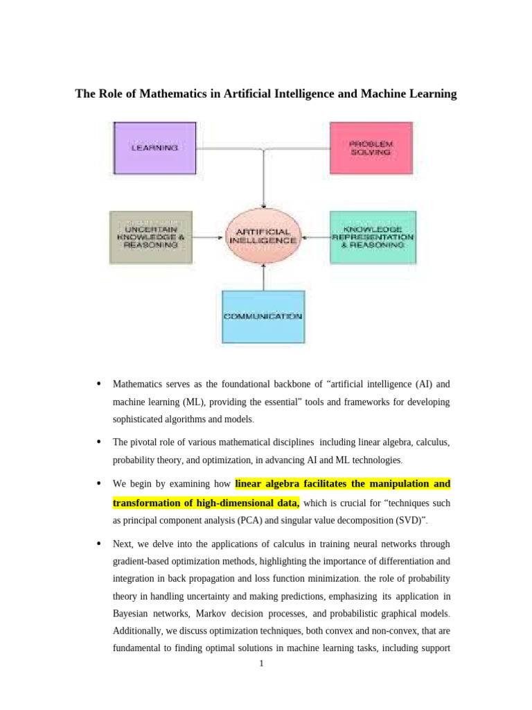 The Role of Mathematics in Artificial Intelligence | PDF
