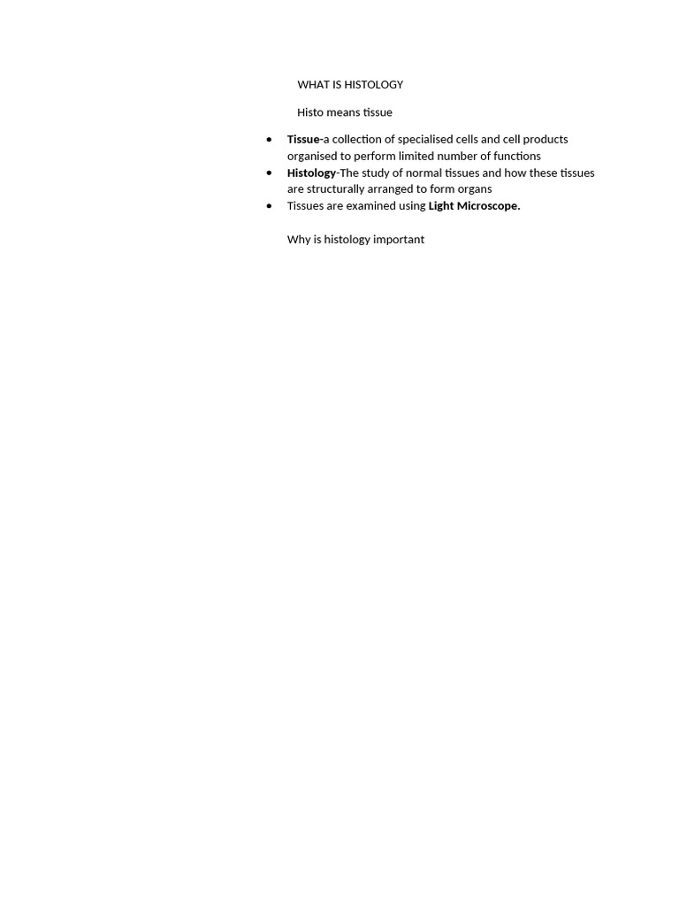 What is histology pdf