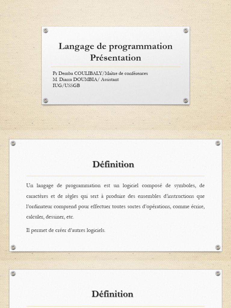 01 Presentation des langages de programmation | PDF