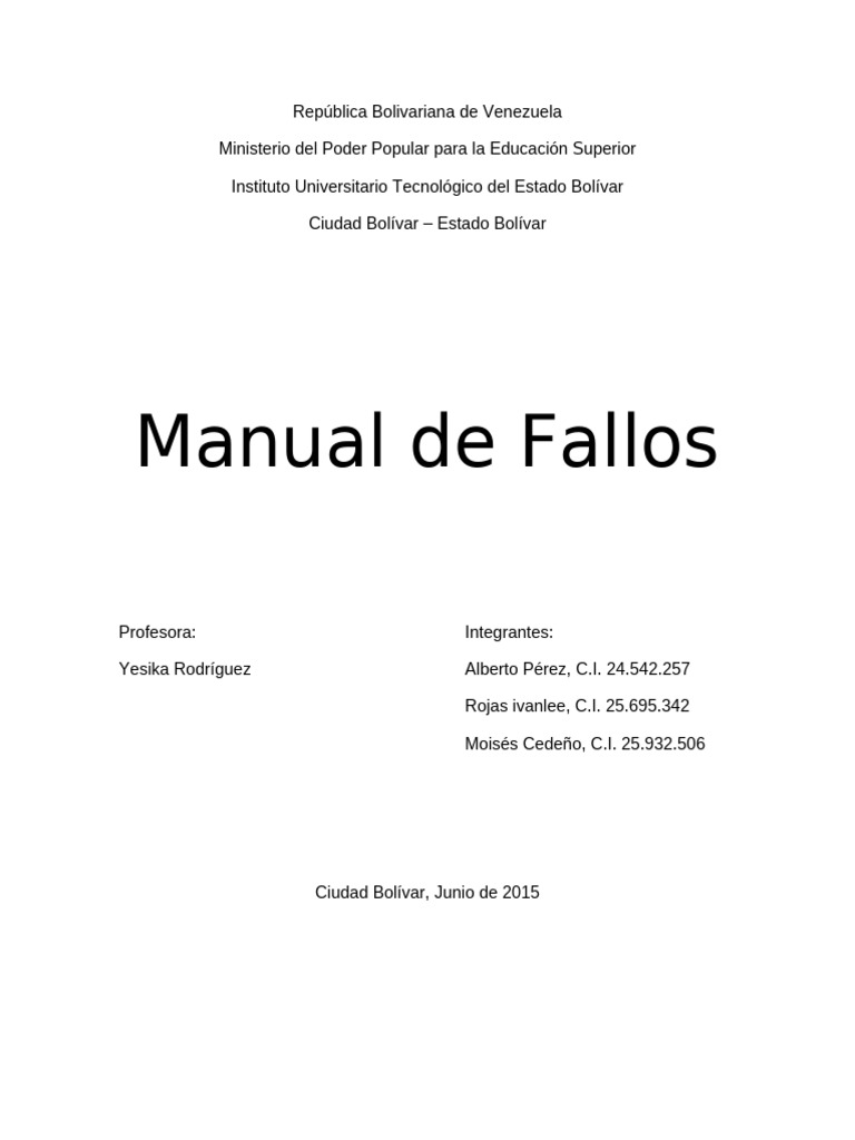 Manual De Fallas En El Hardware Pdf