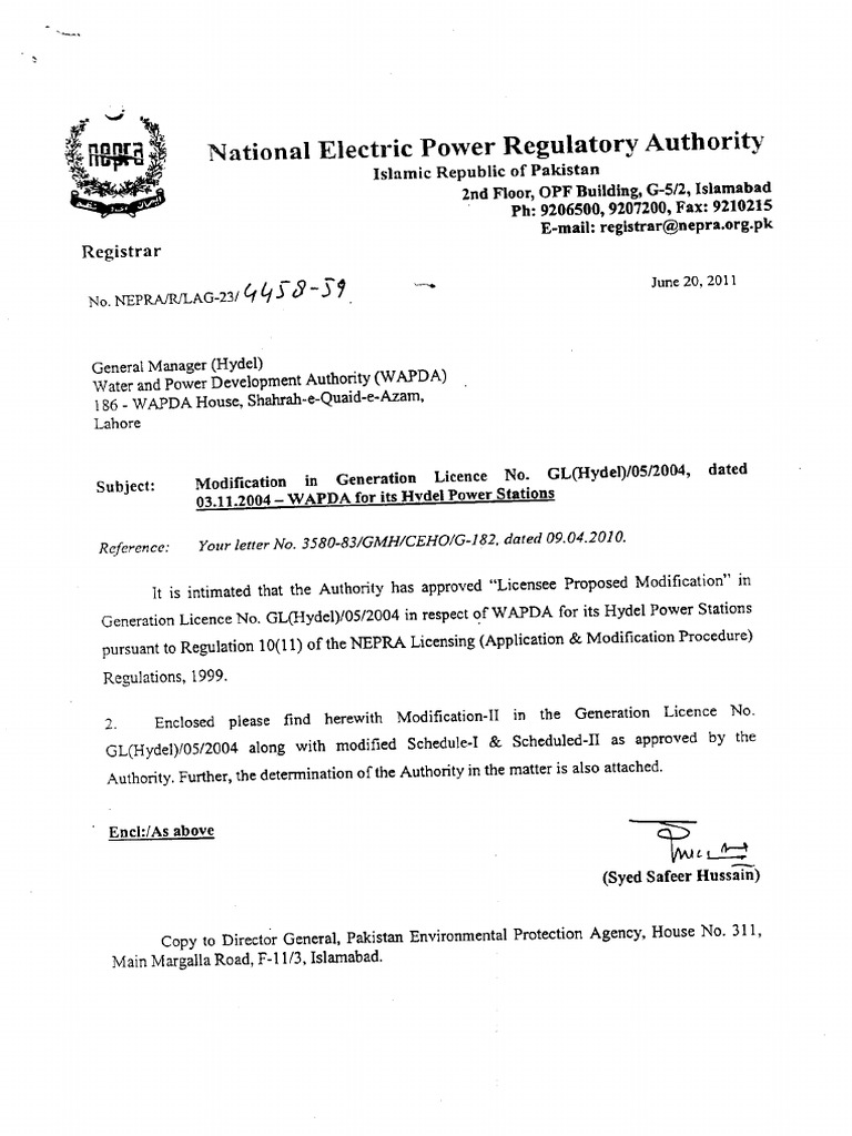 Modification-II of WAPDA Hydel Dated 20-06-2011 | PDF