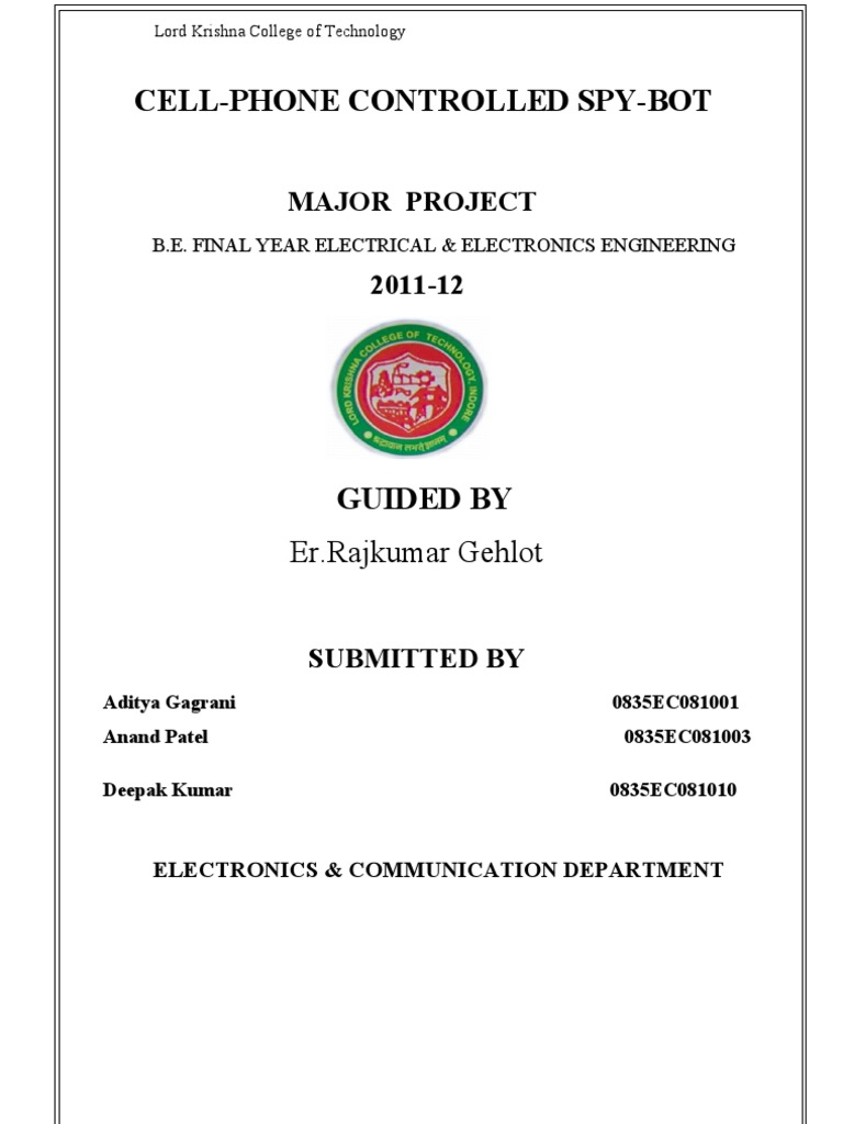 Cell Phone Controlled Spy Bot Project | PDF | Flash Memory | Electronic ...