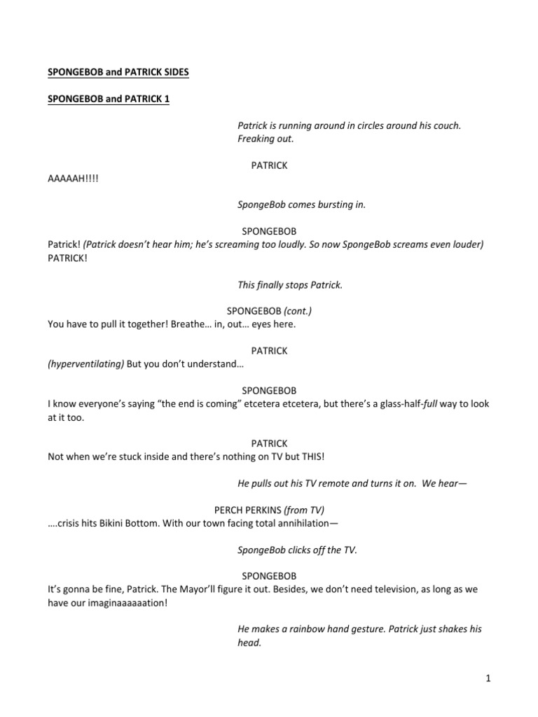 SpongeBob and Patrick's Adventure Script | PDF
