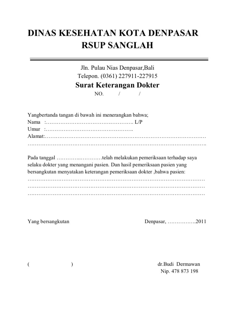 Contoh Surat Dokter