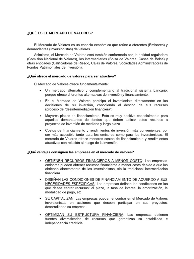 Introducción al Mercado de Valores | PDF | Bolsa | Business