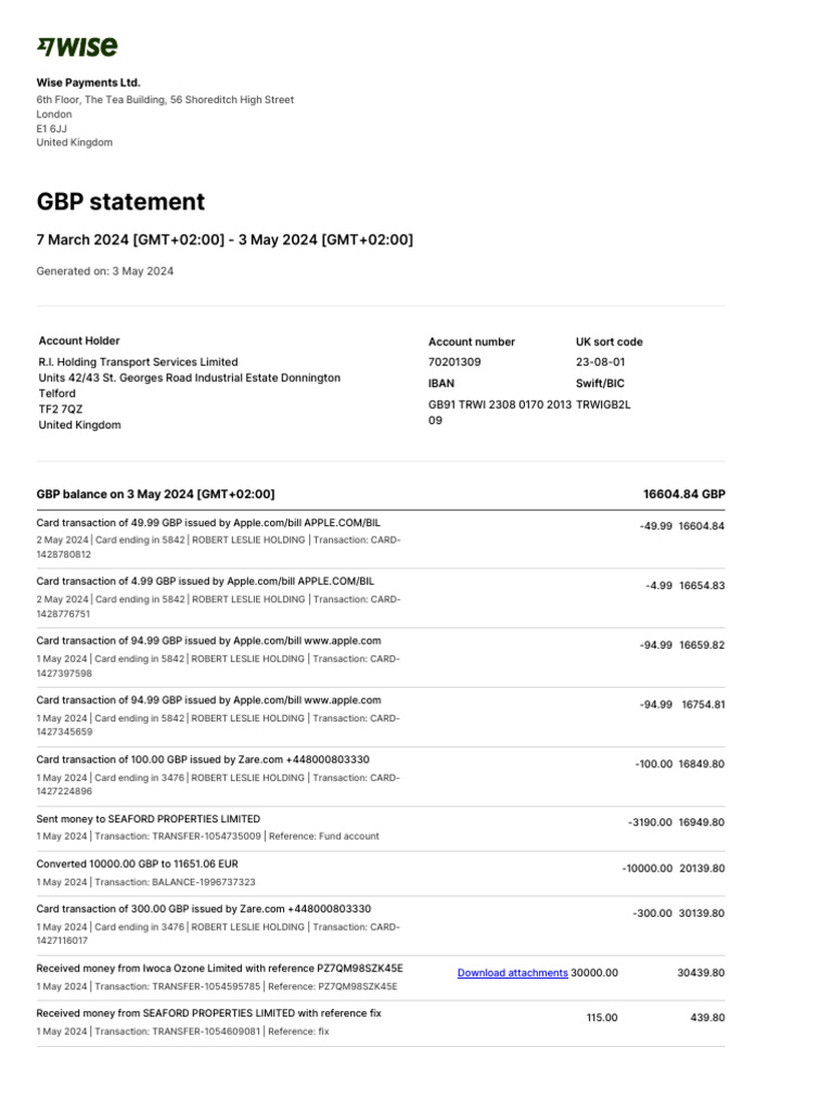 Balance Statement | PDF