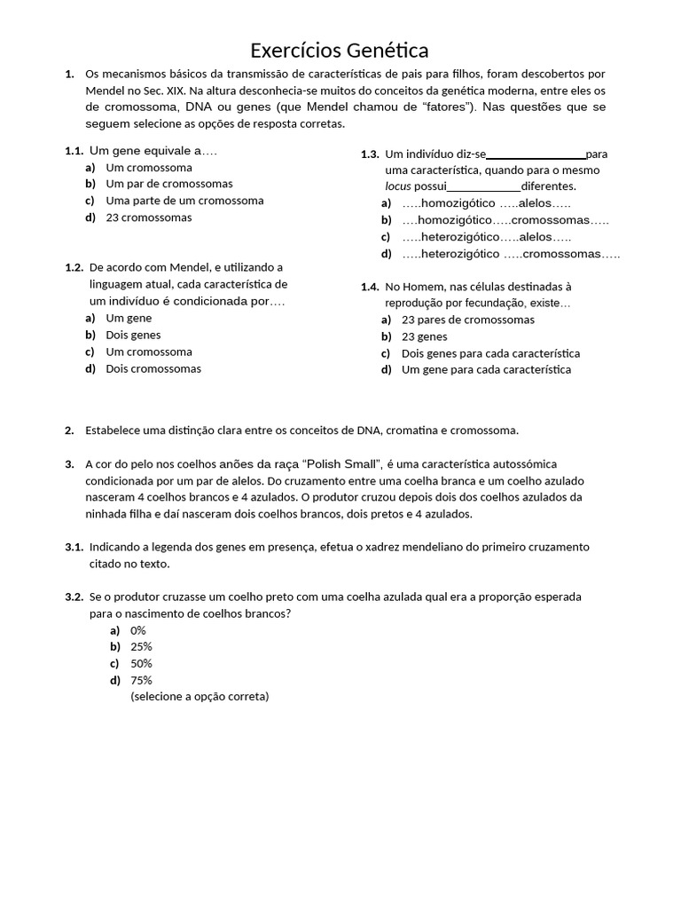 Exerc cios De Gen tica PDF