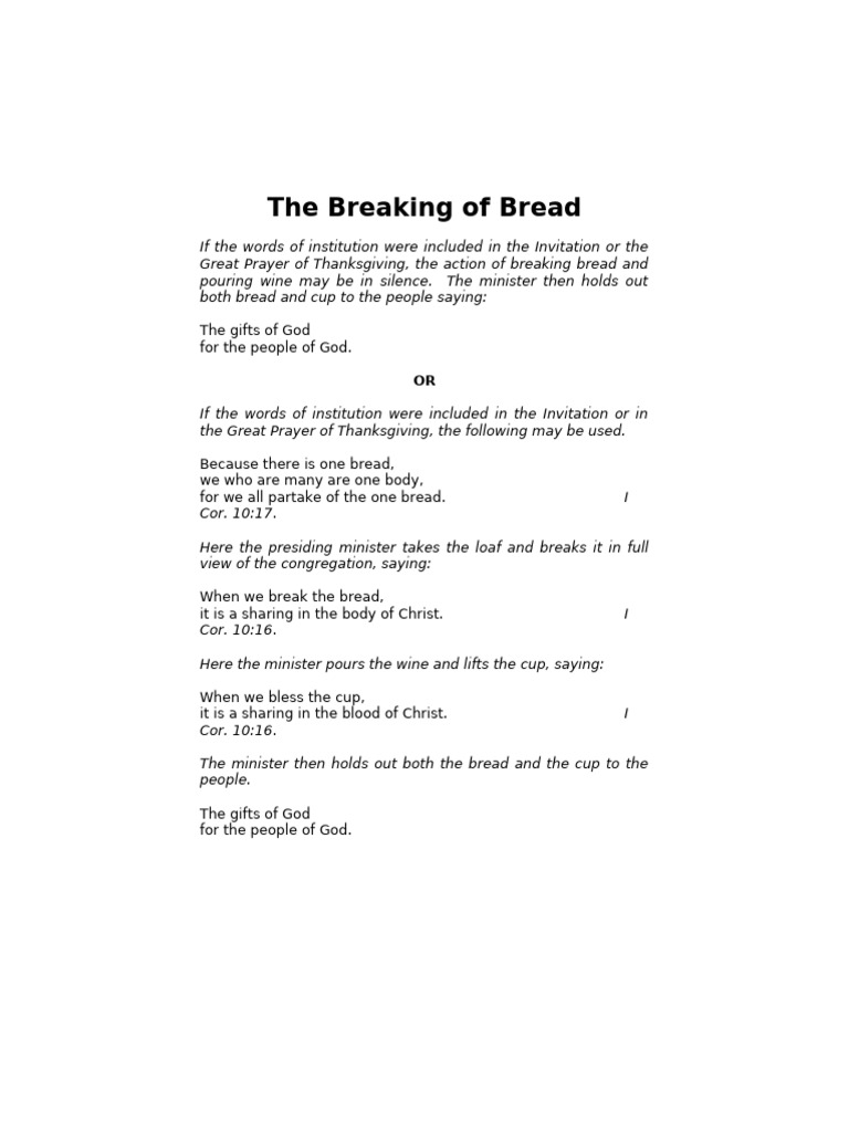 The Breaking of Bread | PDF