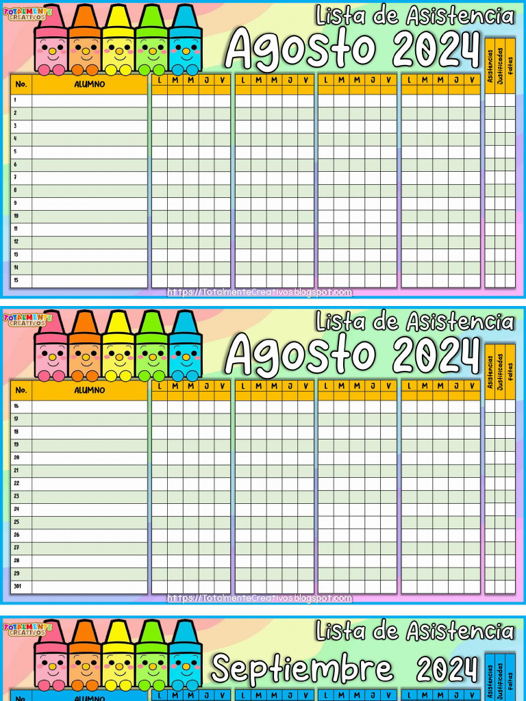Lista de Asistencia 2024 2025 Material Imprimible | PDF